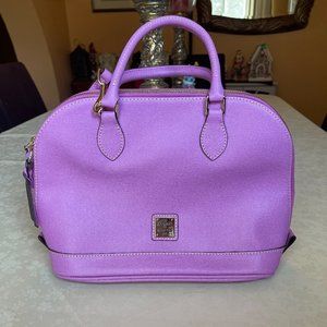 Purple Lavender Saffiano Leather Large Domed Satchel Bag - Dooney & Bourke